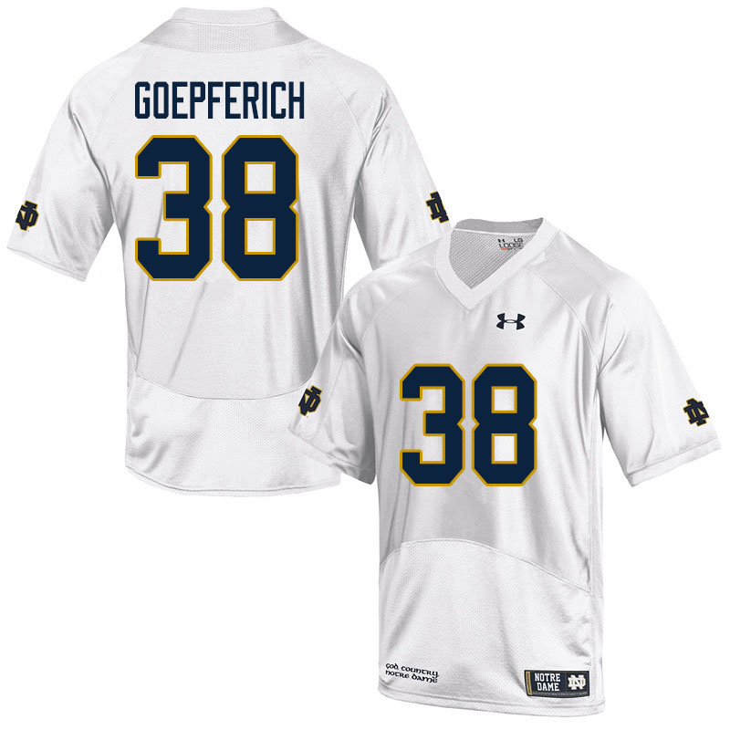 Men's NCAA Notre Dame Fighting Irish #38 Dawson Goepferich Stitched College Under Armour Authentic White Football Jersey NX10P36XX